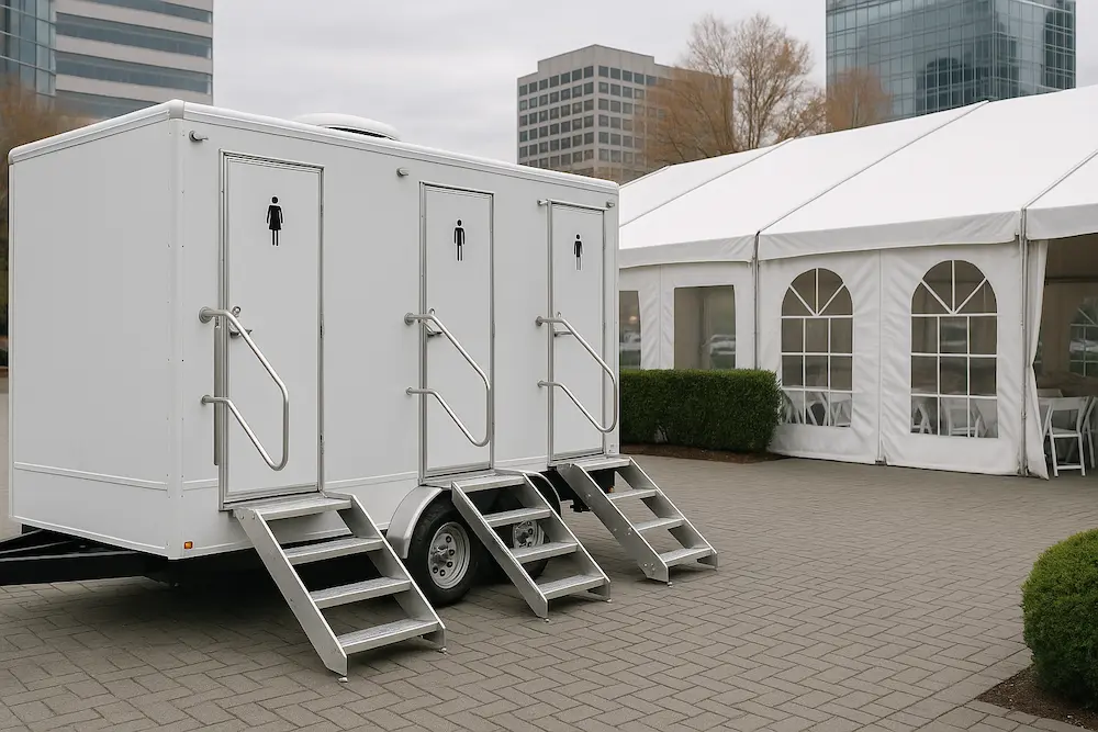 portable restroom trailers corporate restroom trailer rentals
